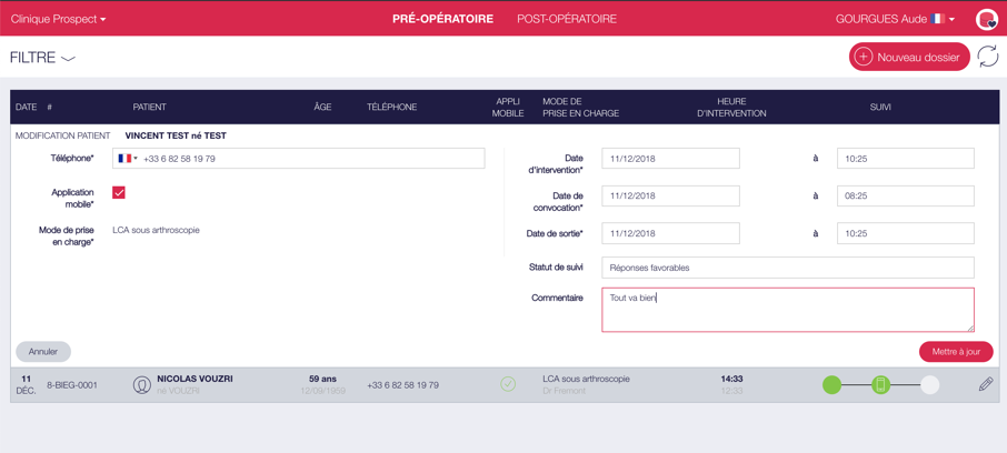 Raccourci permettant de changer manuellement les statuts de questionnaires